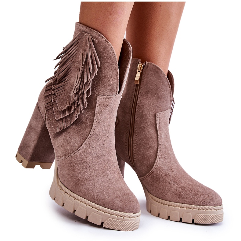 Suede Platform Boots Lewski Shoes 3251 Cappucino brown