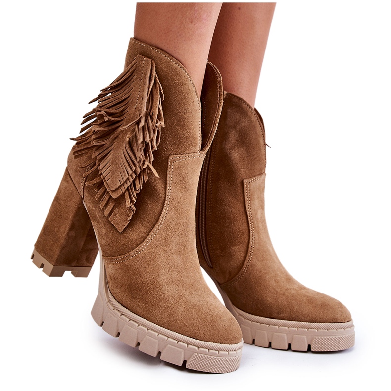 Suede Platform Boots Lewski Shoes 3251 Beige brown
