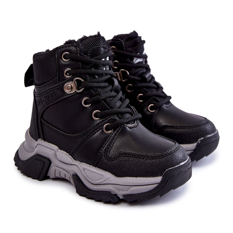 FR1 Children's Boots Trappers Warm With Zipper Black Marvin