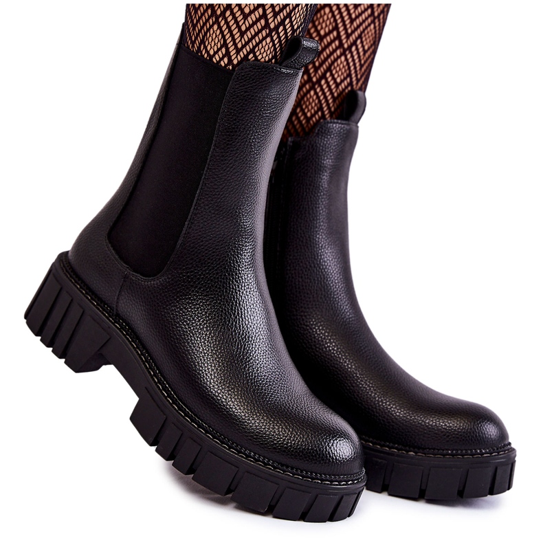 Sergio Leone Leather Women's Boots On The Black Bente Platform