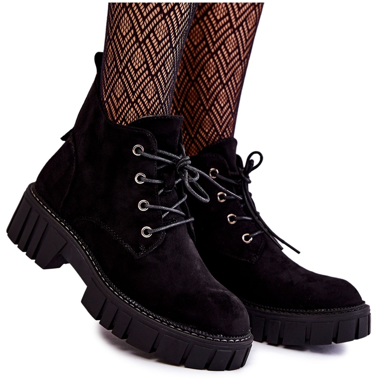 Sergio Leone Suede Warm Lace-up Boots Black Bjorg