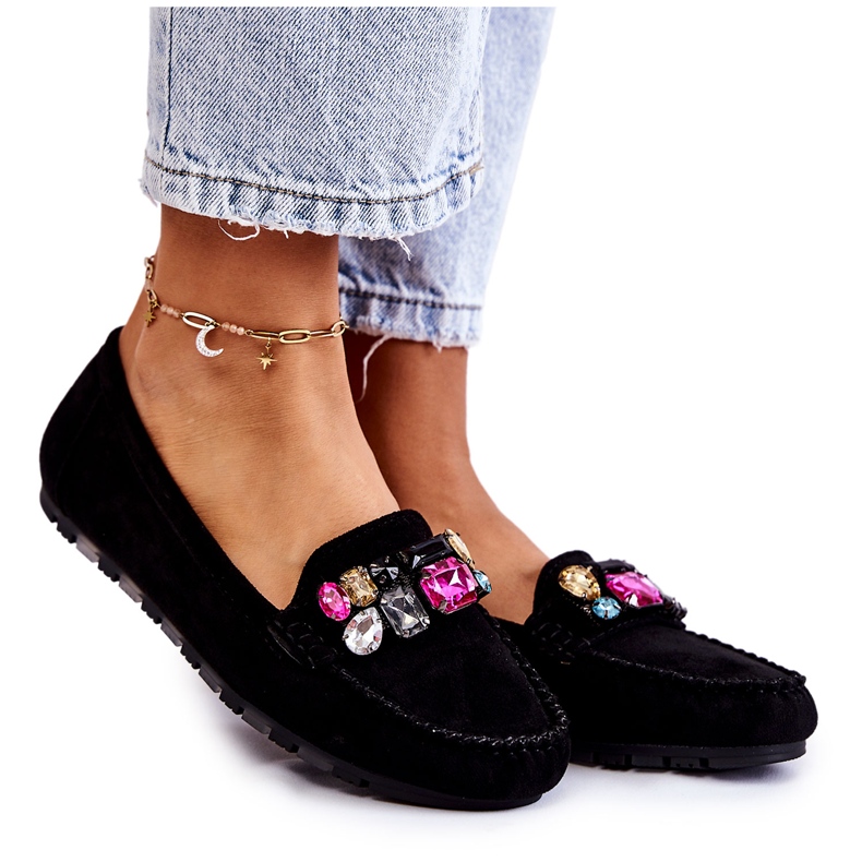 PS1 Women's Suede Loafers With Black Janetta Ornaments