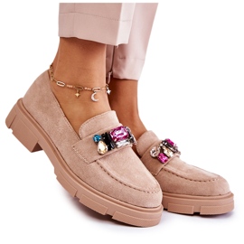 PS1 Women's Suede Loafers With Beige Karlott Decoration