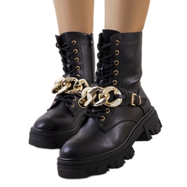 Black ankle boots with Laboy chain