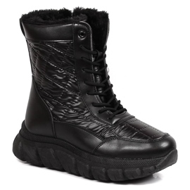 Women's high snow boots with fur black Vinceza
