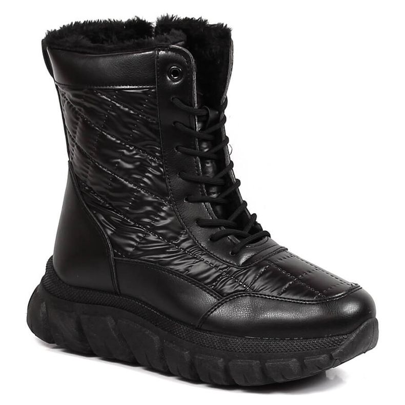 Women's high snow boots with fur black Vinceza