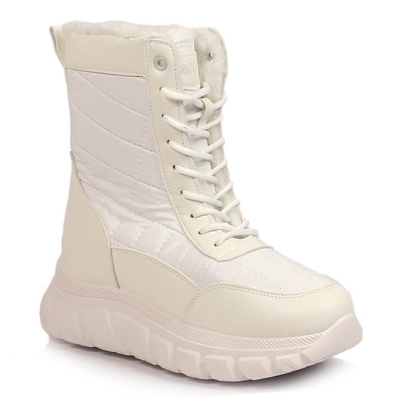 Women's high snow boots with fur, white Vinceza