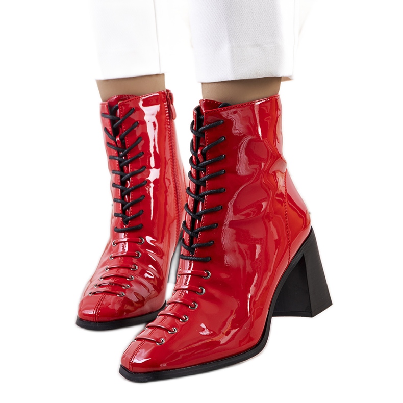 BM Red Belisa patent leather boots