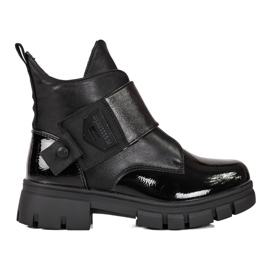 Girls boots made of varnished ecological Shelovet leather black Girls boots made of varnished ecological Shelovet leather black