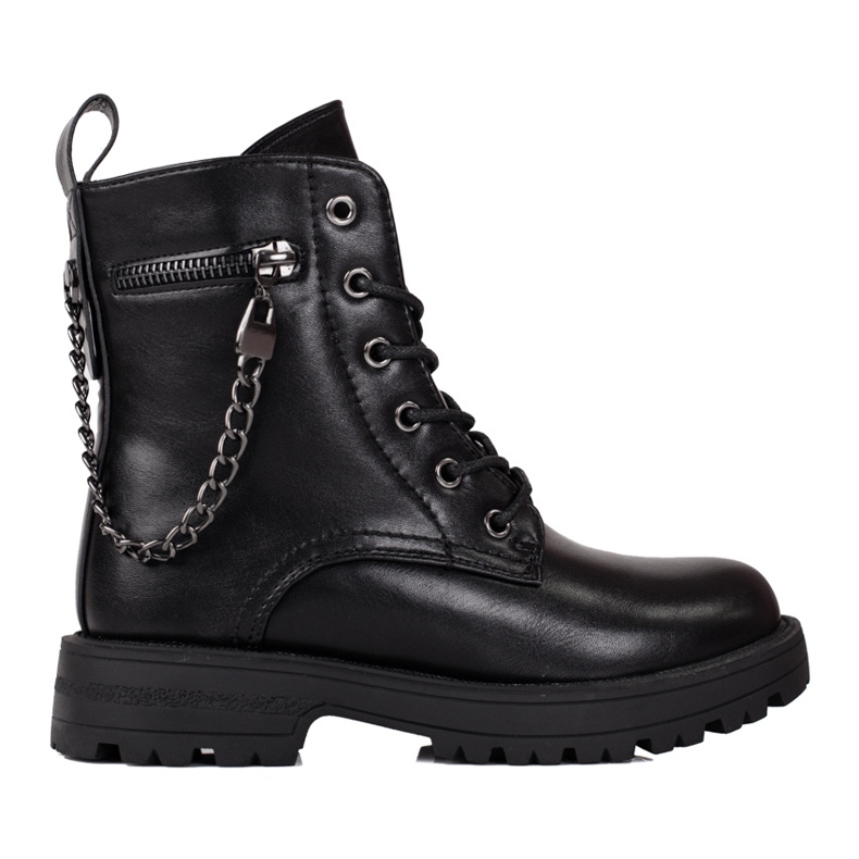Girls boots with Shelovet chain black