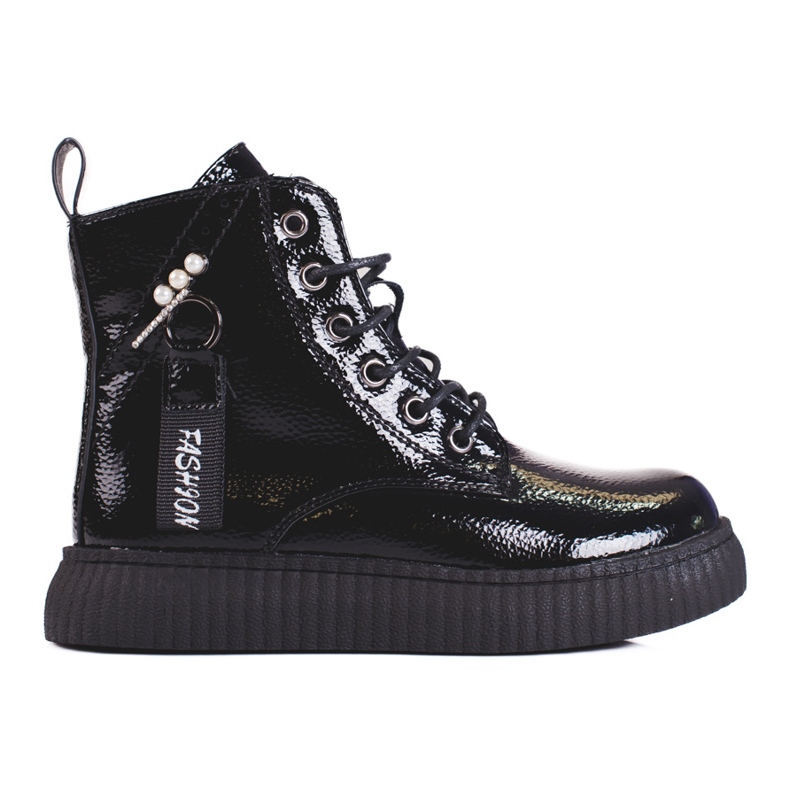 Patent leather girls boots on the Shelovet platform black