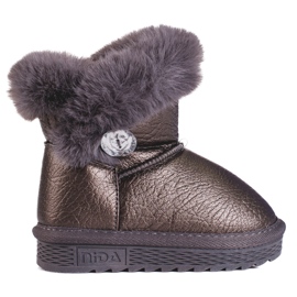 Girls warm snow boots with fur Shelovet brown