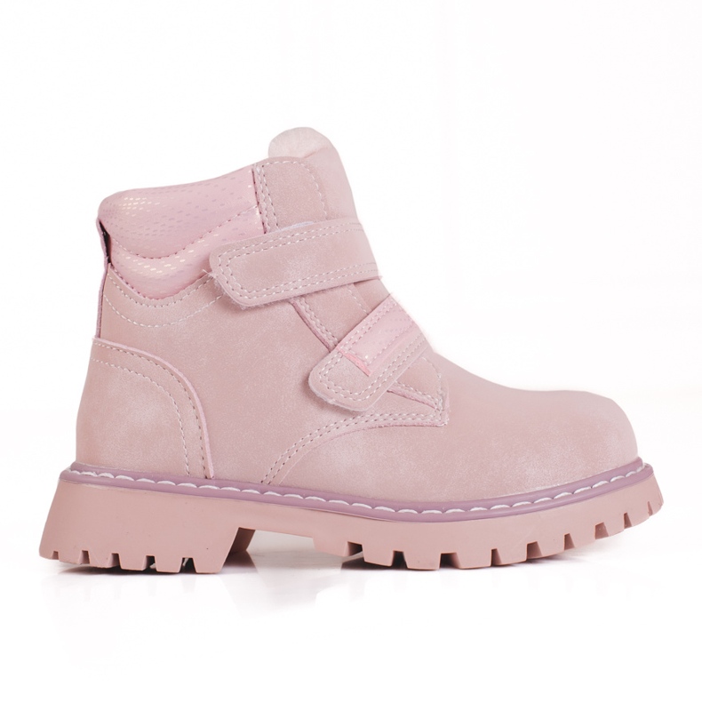 Pink girls' boots with Velcro Shelovet