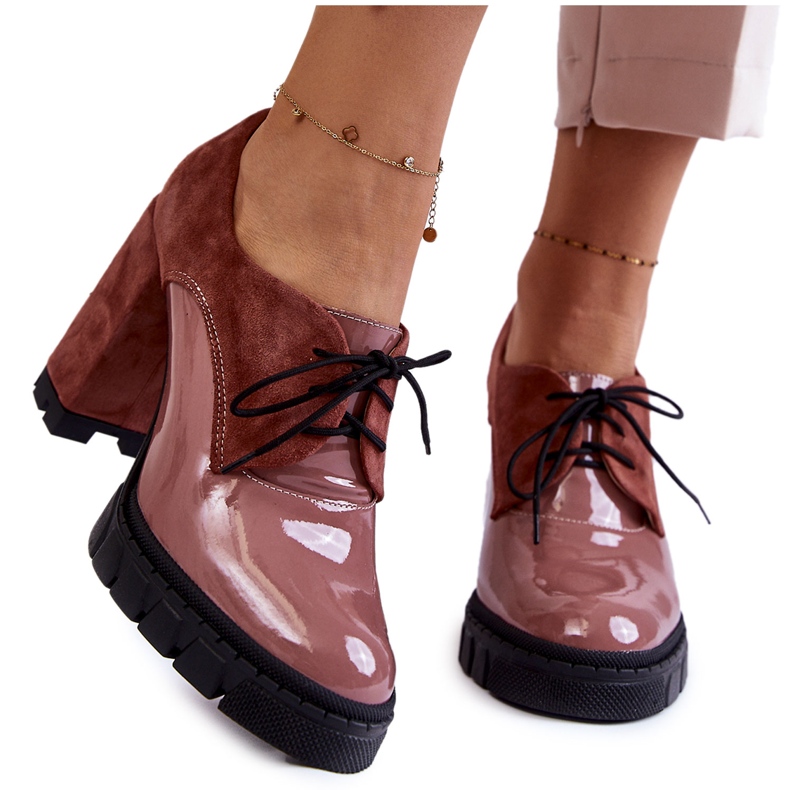 PA2 Fashionable suede and lacquered boots on the pink carisa platform