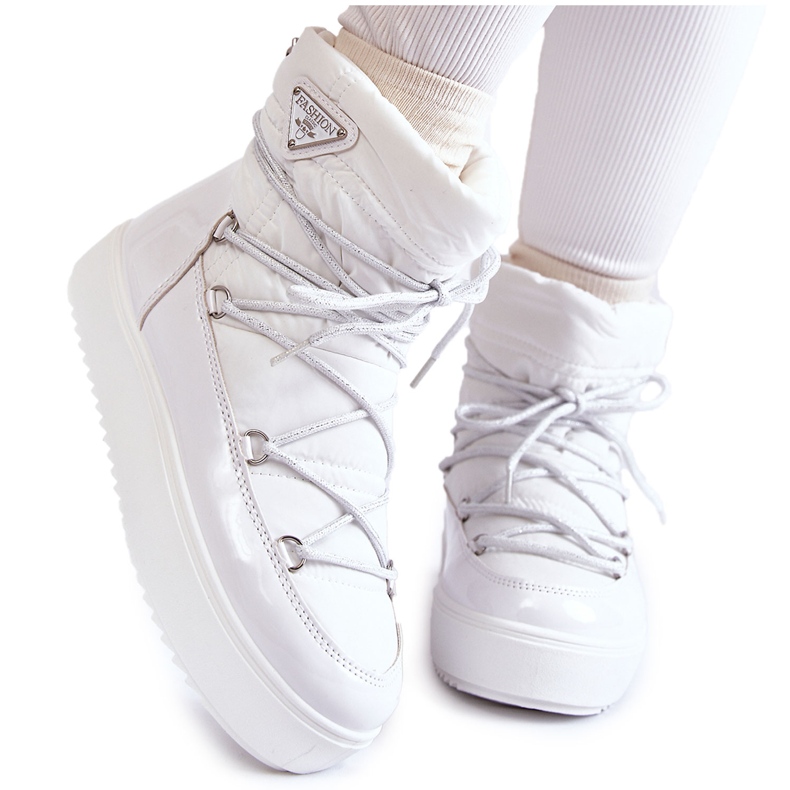 PM1 Women's Fashionable Lace-Up Snow Boots in White Carrios