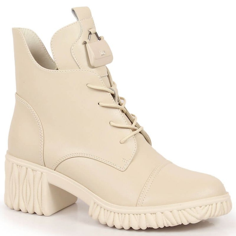 Leather boots on the post insulated Artiker W HBH39B beige