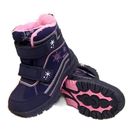 Snow boots waterproof Velcro American Club Jr AM852A blue