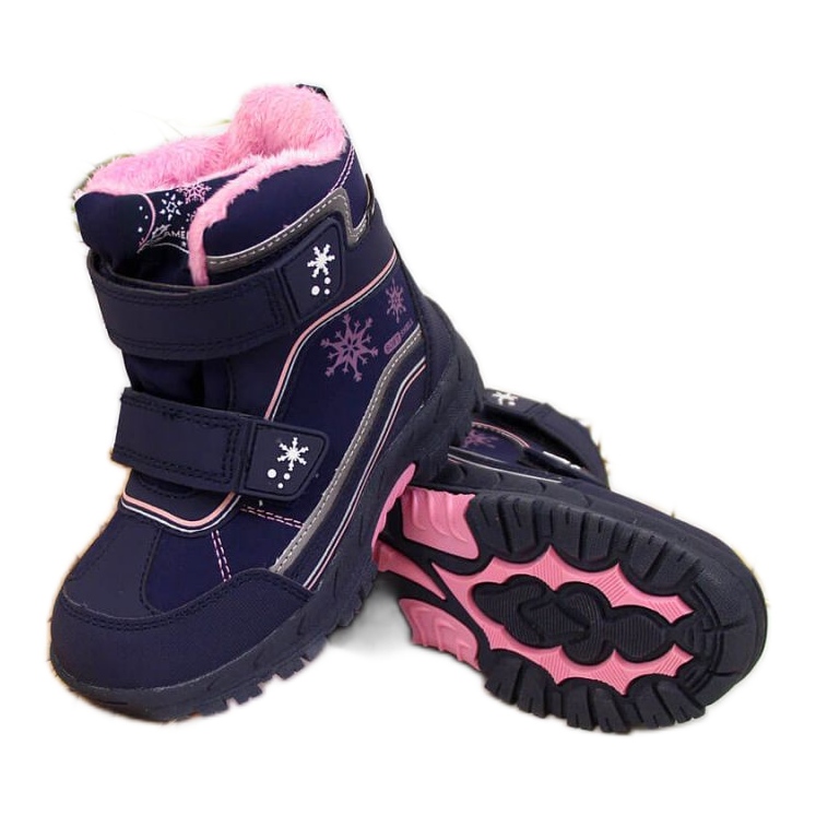 Snow boots waterproof Velcro American Club Jr AM852A blue