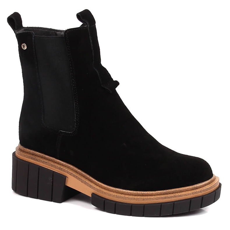 Leather, suede ankle boots for women insulated black Filippo