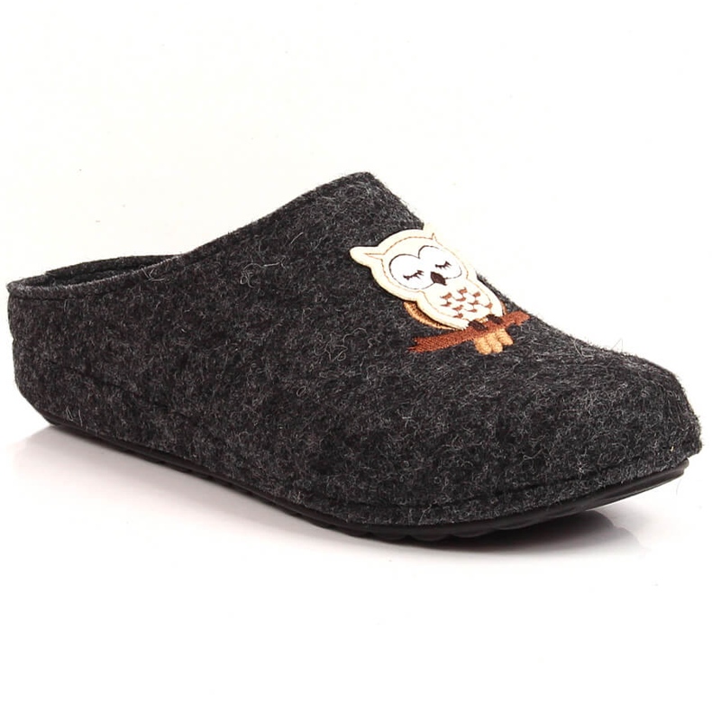 Women's home felt slippers with owl Panto Fino KK267023 grey