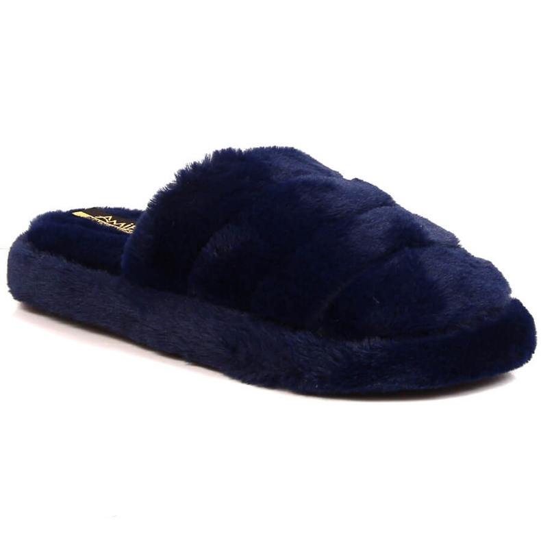 T.Sokolski Navy blue plush home slippers for women T. Sokolski