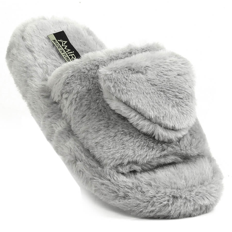 Women's plush slippers with a heart, gray T.Sokolski grey