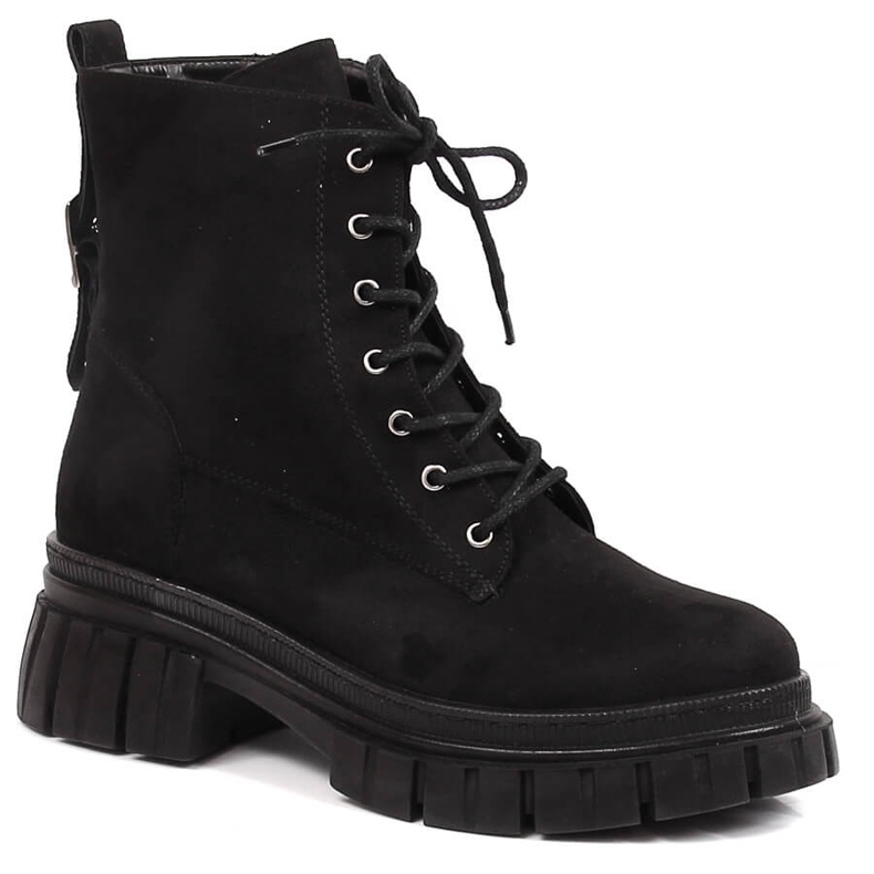 Women's suede workers on a black insulated platform T.Sokolski