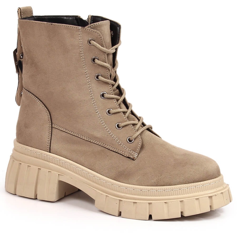 Women's suede workers on a beige padded platform by T.Sokolski