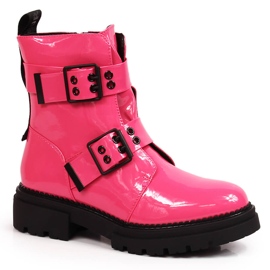 Women's warm boots with buckles fuchsia Laura La.Fi pink