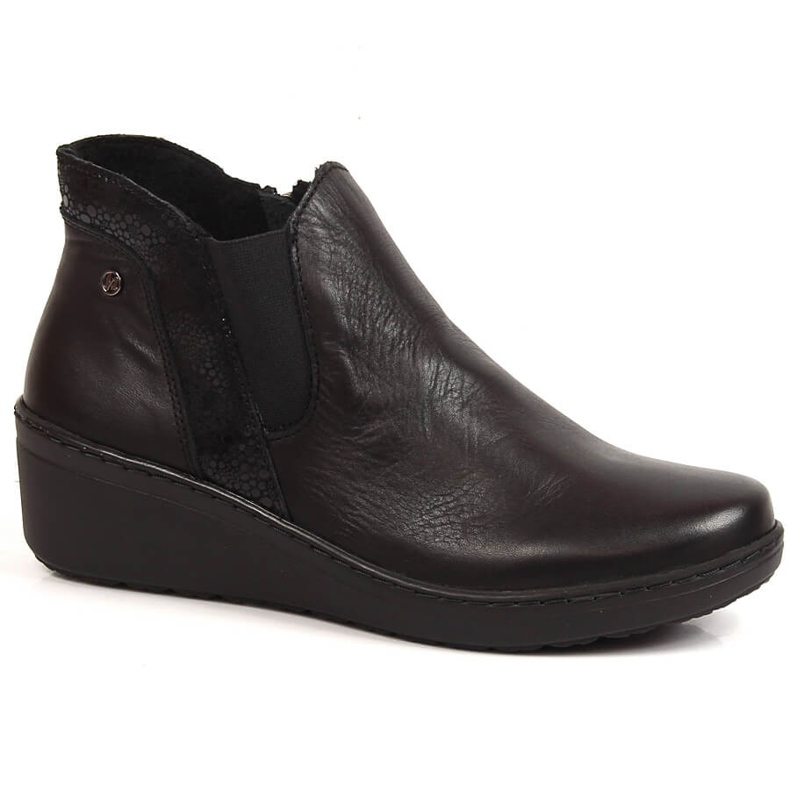 Comfortable black women's warm wedge boots Helios 596