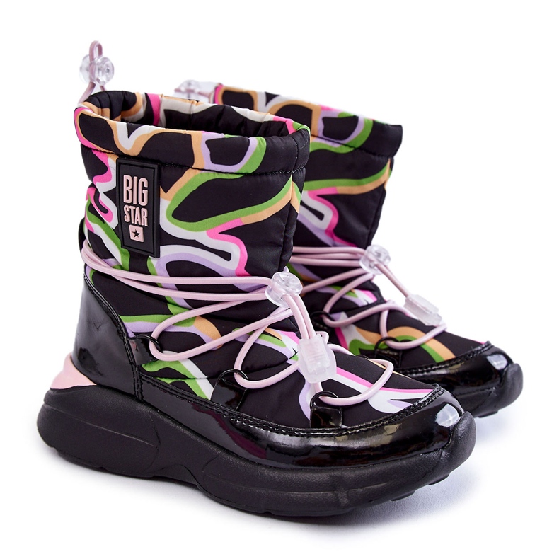 Children's Snow Boots W Print Big Star KK374099 Black-Pink