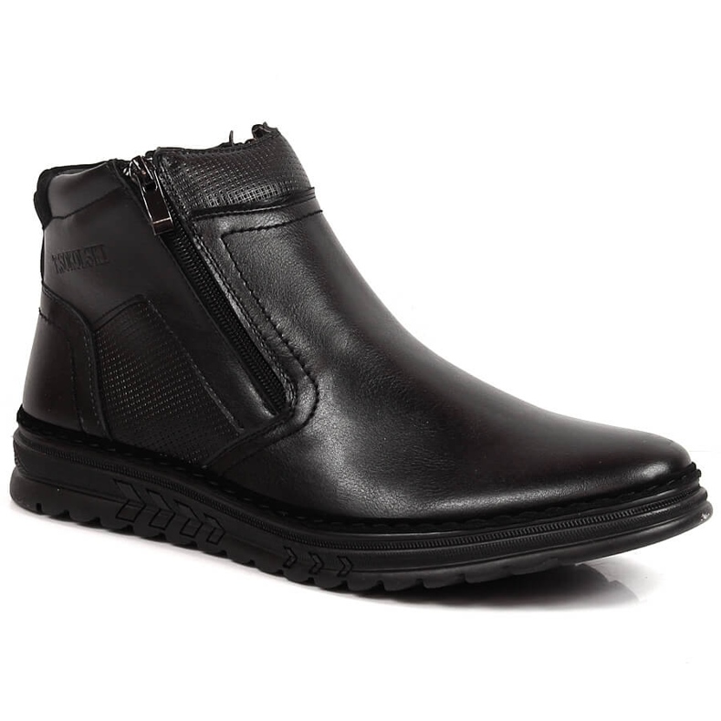 Black leather men's shoes with zippers, T.Sokolski