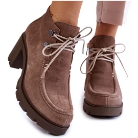 Women's Suede Boots Tied Light Brown Marianne