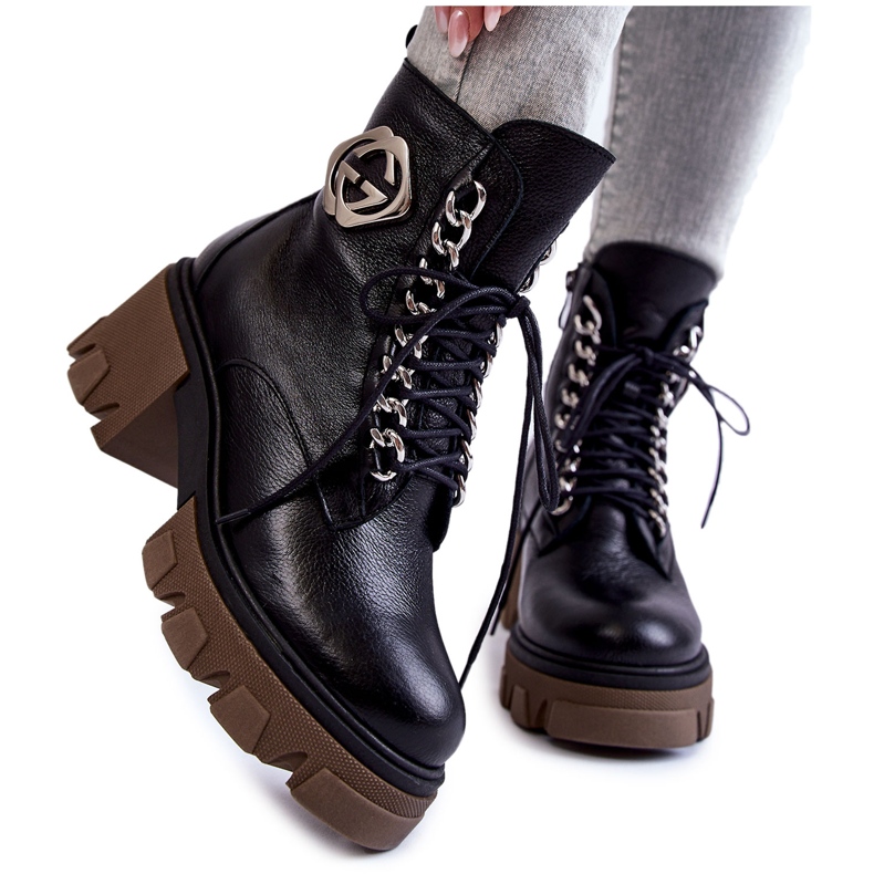 PL5 Leather Black Raynes Warm Boots With Zipper