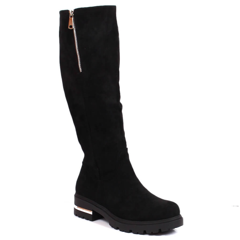 Filippo Women's suede boots with a zipper, black insulated Potocki