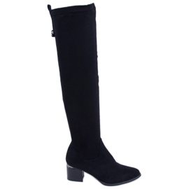 PA1 Gwen Black Low-Heeled Over-Knee Boots