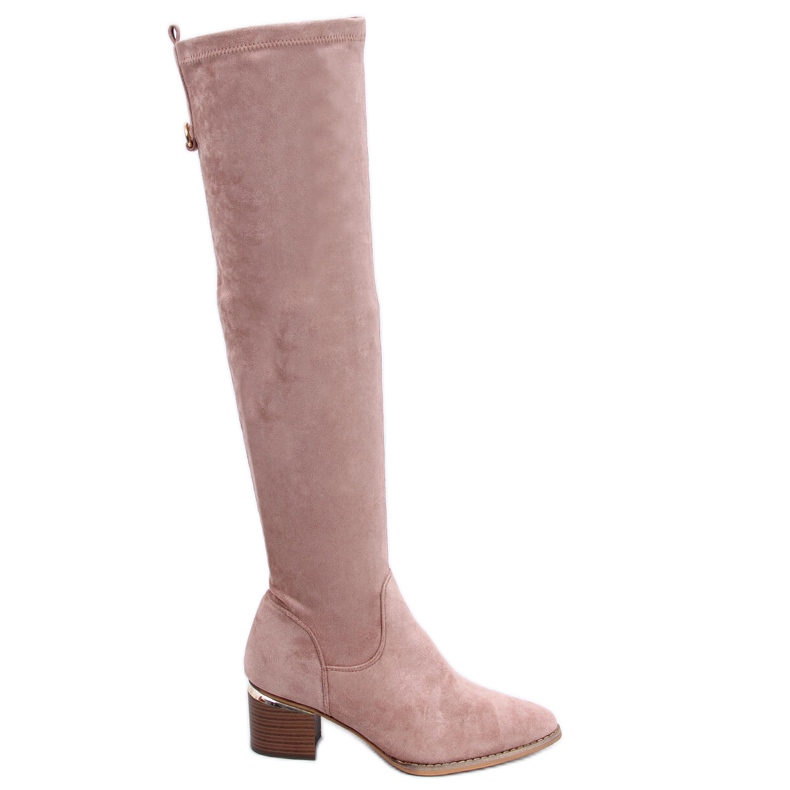 PA1 Gwen Beige Low-Heeled Over-Knee Boots