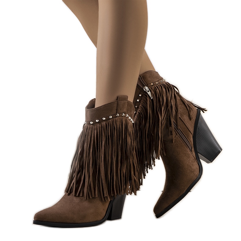 PA1 Brown cowboy boots with Zanco fringes