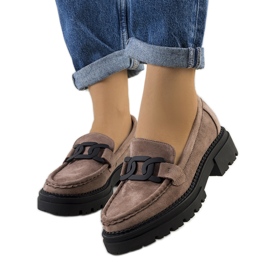 Brown eco-suede half-boots beige