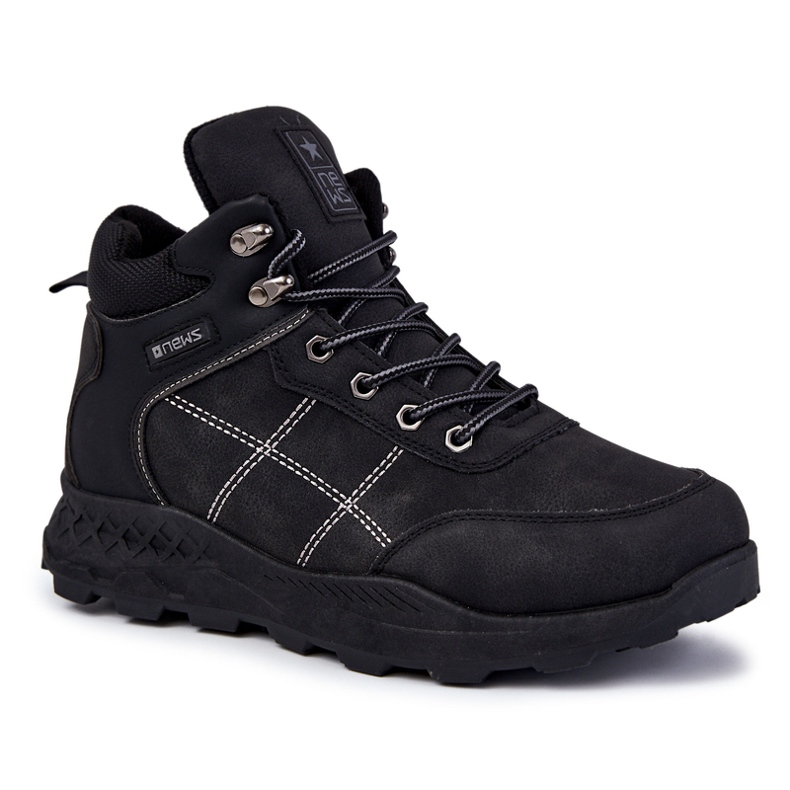 NEWS Men's Black Warm Boots Allan Black Trappers