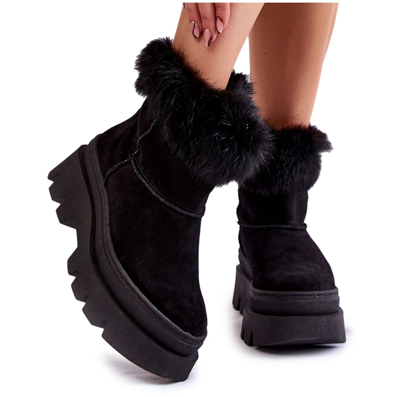 PL5 Women's Black Suede Snow Boots Ann PL5 Women's Black Suede Snow Boots Ann
