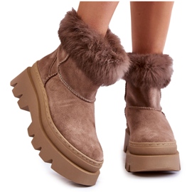 Women's Dark Beige Suede Snow Boots Ann