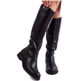 Sergio Leone Women's Leather Flat Heel Boots Black Asturio