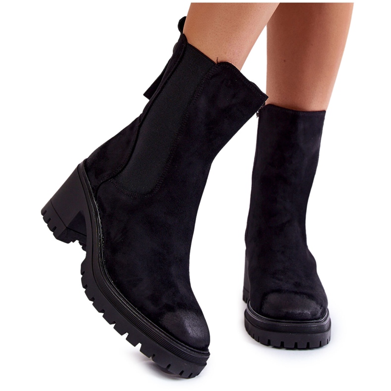 Vinceza Women's Suede Boots With Zipper Black Liris