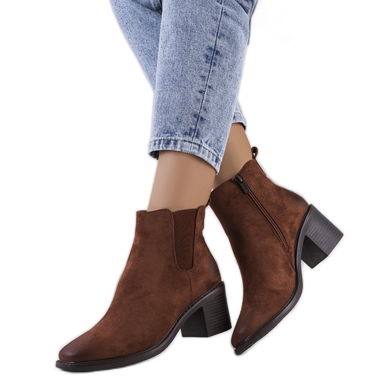Luiza brown high-heeled boots