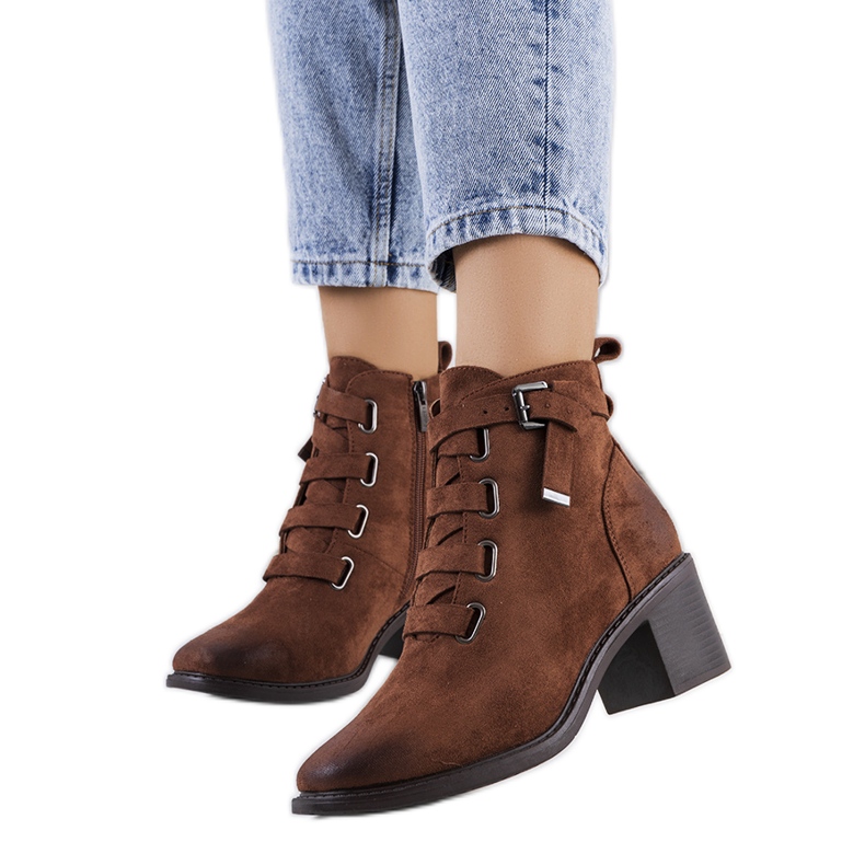 PA1 Brown ankle boots on the Klinte post
