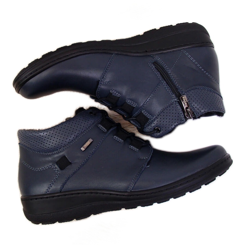Women's warm leather boots, navy blue Helios 521