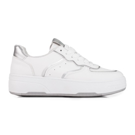 Women's Shelovet white sneakers on a thick sole silver Women's Shelovet white sneakers on a thick sole silver