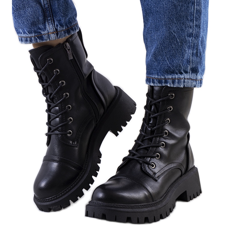 PA1 Black hiking boots on a high Rukit sole