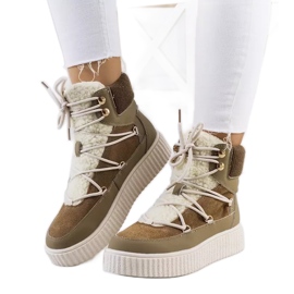PA1 Women's green snow boots from Laursen beige brown khaki